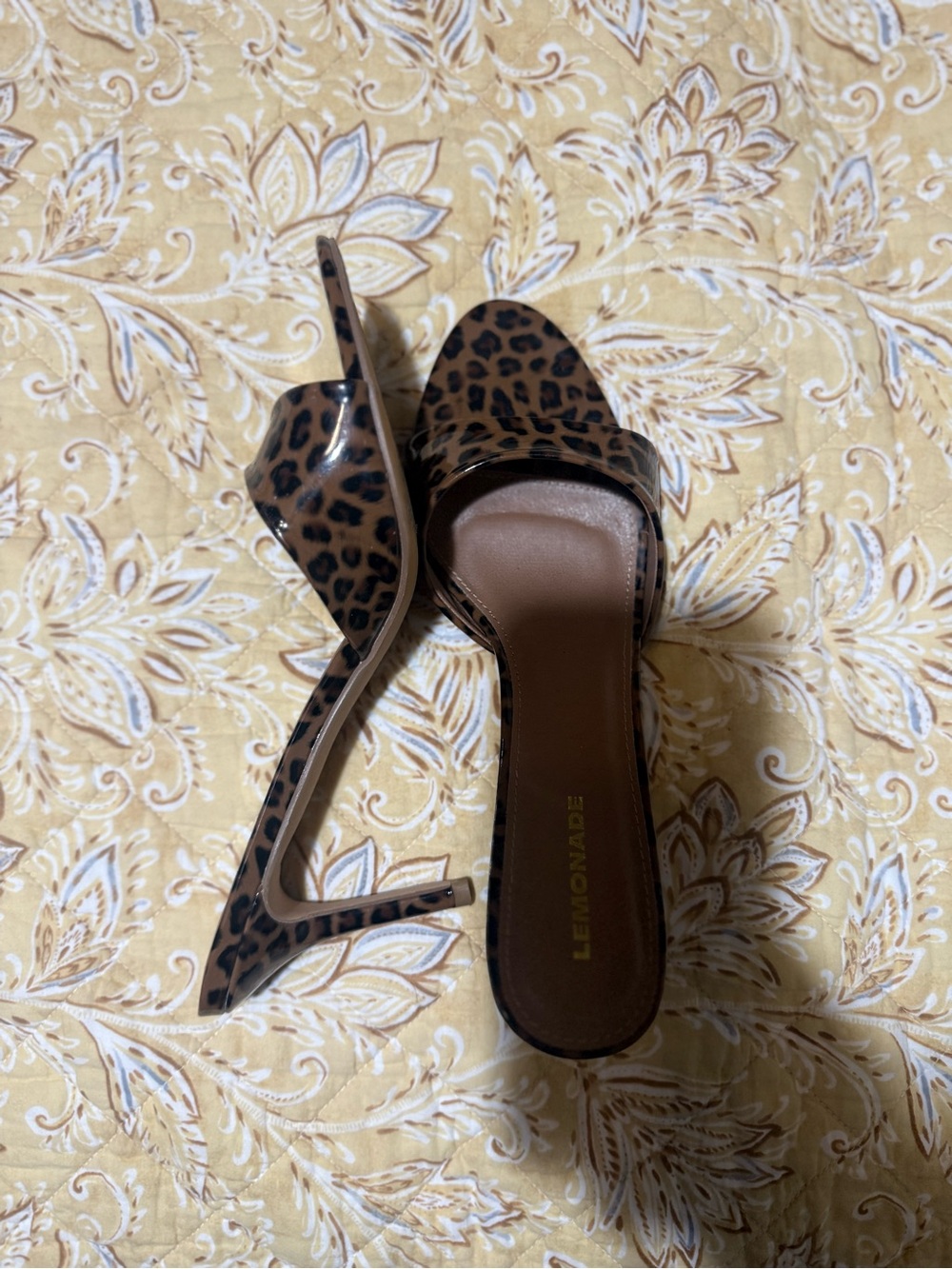 Leopard Print Slide Mules in Brown and Black